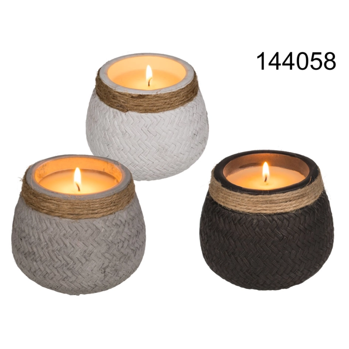 Candle in a cement pot