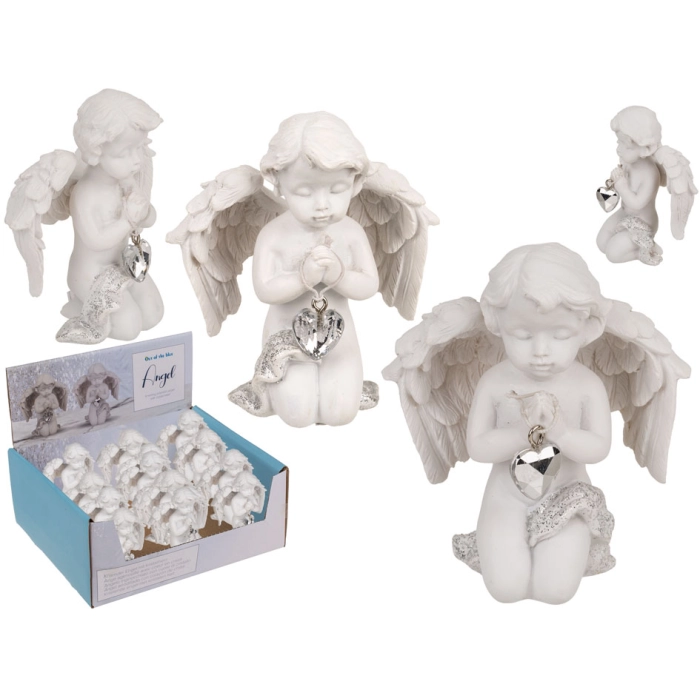 Kneeling angel with a crystal heart