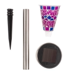 Solar lamp post, mosaic LED garden - 3 pieces
