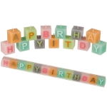 Pastelový svícen s nápisem Happy Birthday