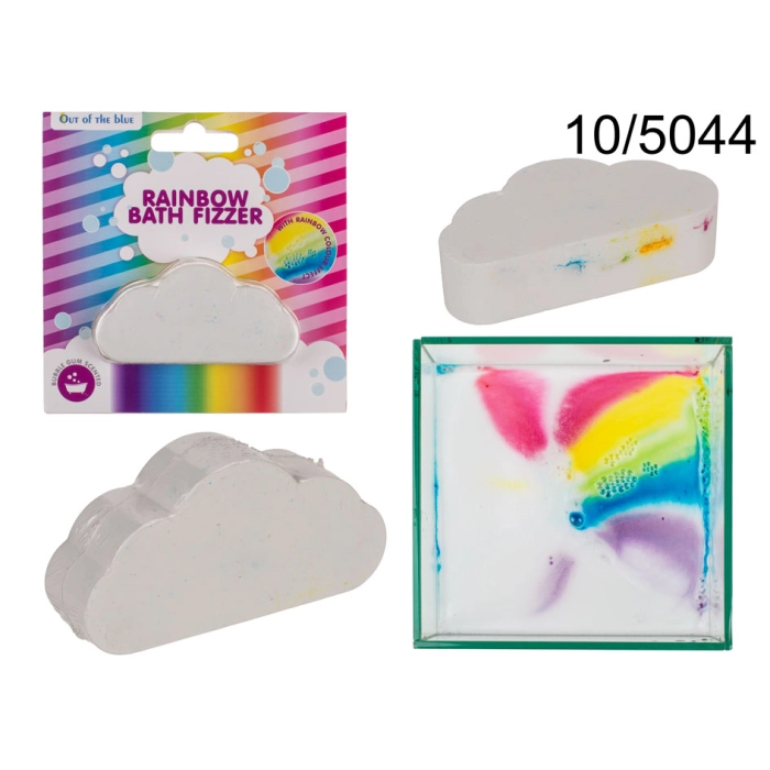 Sparkling bath scent cloud with a rainbow effect