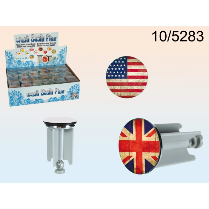 Washbasin plug with American or British flag mix - last pieces