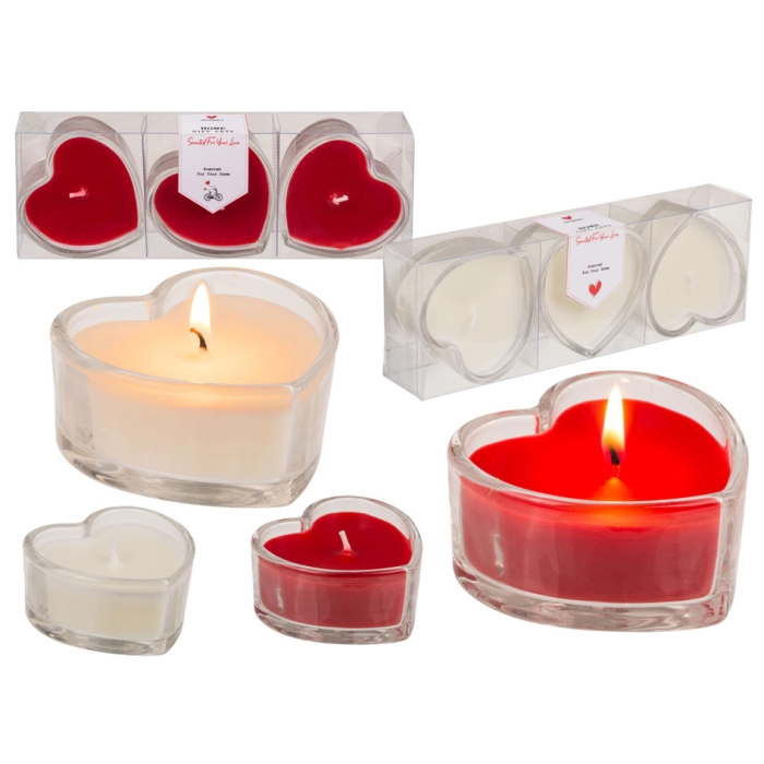 Scented heart candles - set of 3
