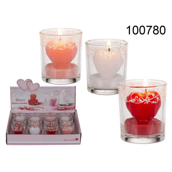 Heart Candle in Glass Holder