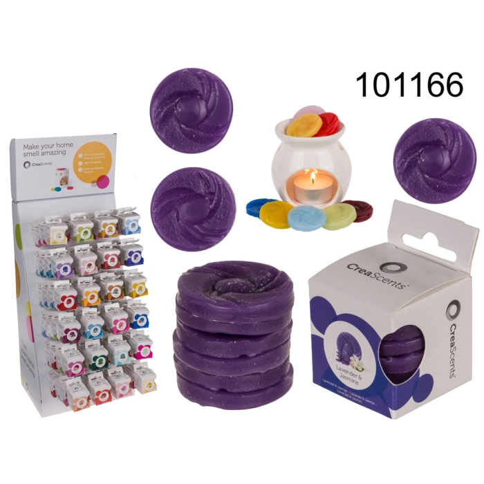 Fireplace aromatic wax 6 discs: Lavender and jasmine