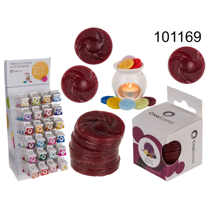 Fireplace aromatic wax 6 discs: Vanilla & Black Fig