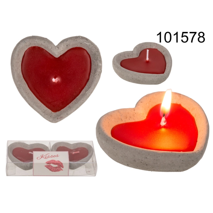 Heart candles, set of 2 in a box
