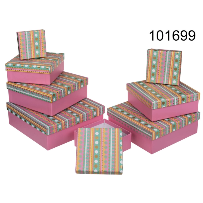 A set of 8 boxes - pink, gold decor