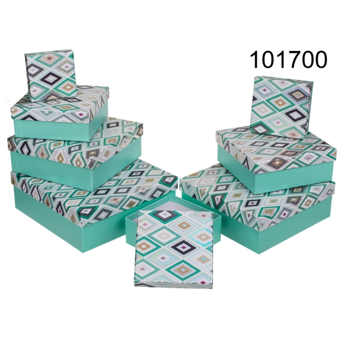 A set of 8 boxes - turquoise, diamond decor