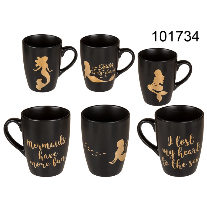 Golden Mermaid on Black Backgroud Mug