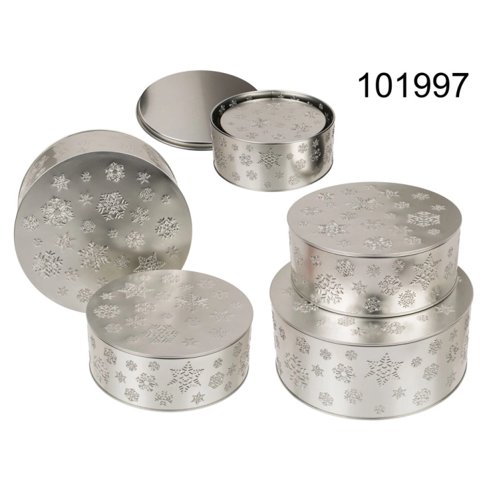 2er-Set festliche Metalldosen - silber