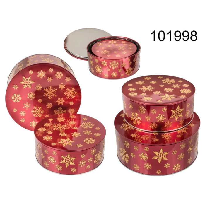 Set of 2 Christmas metal cans - red and gold