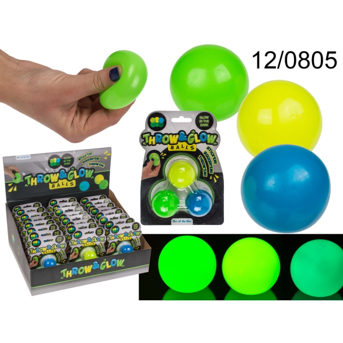 Throwing and kneading balls glow in the dark