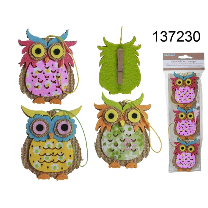 Owl Decoration Hanger (3 pieces)