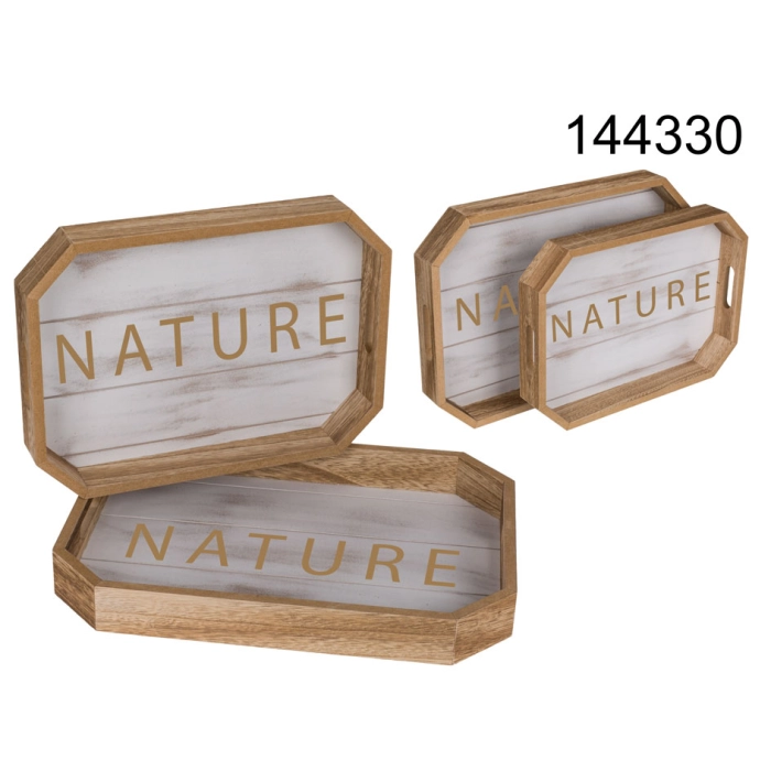 Set of two Nature wooden trays
