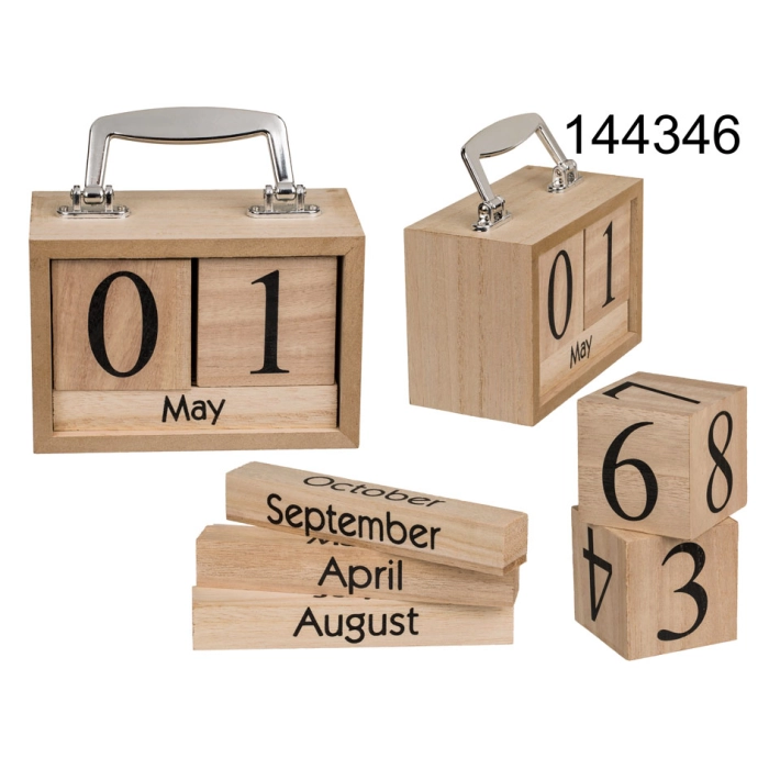 Wooden suitcase calendar