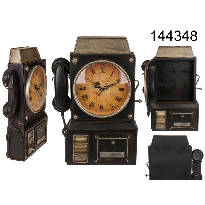 Metal key box with a clock