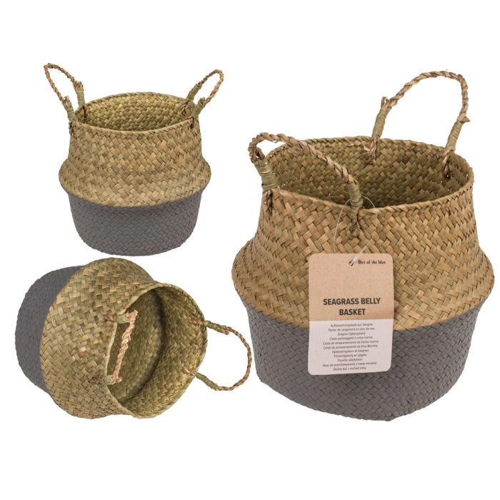 Seagrass basket beige - gray