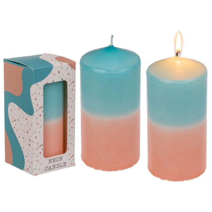 Pillar candle - apricot / turquoise