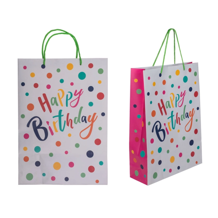Birthday gift bag with polka dots - 25 x 8,5 x 34,5 cm
