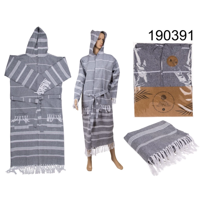 Hammam after-bath robe, gray size S