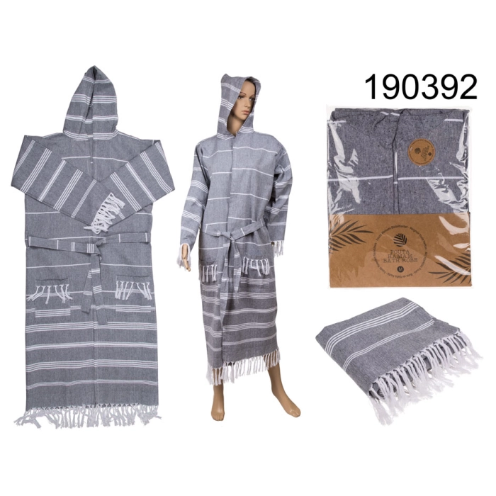 Hammam after-bath robe, gray size M
