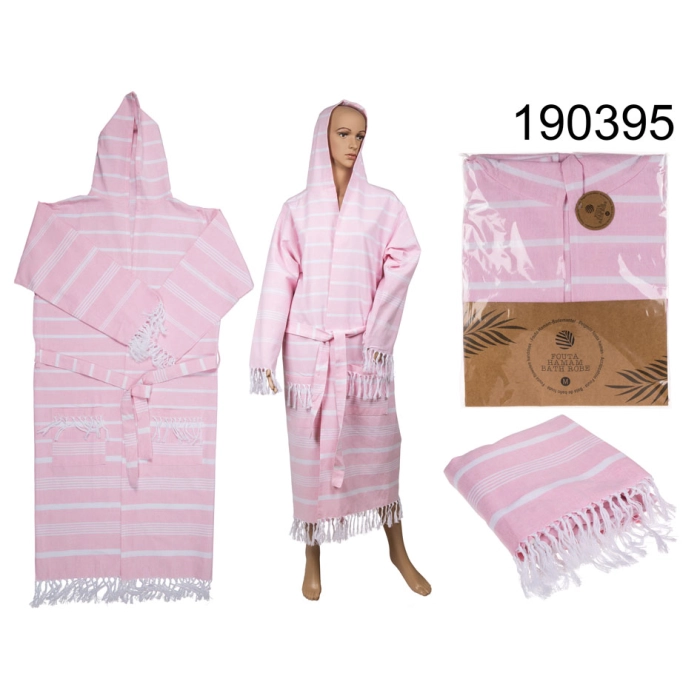 Hammam after-bath robe, pink size M