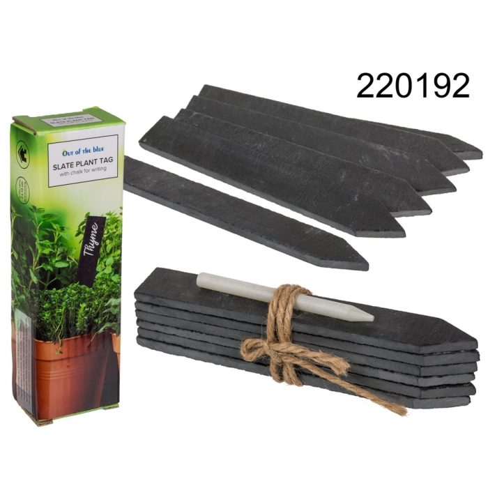 Stone plates for marking plants + chalk - set of 6