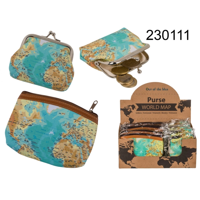 Purse with a map of the world