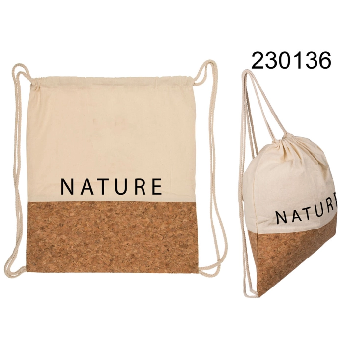 Cotton backpack with a natural style cork bottom