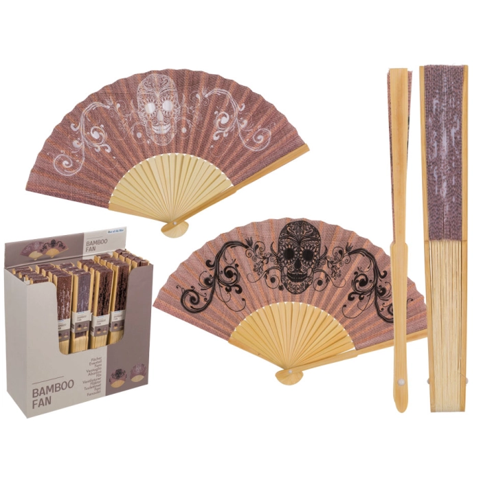 Skull bamboo fan