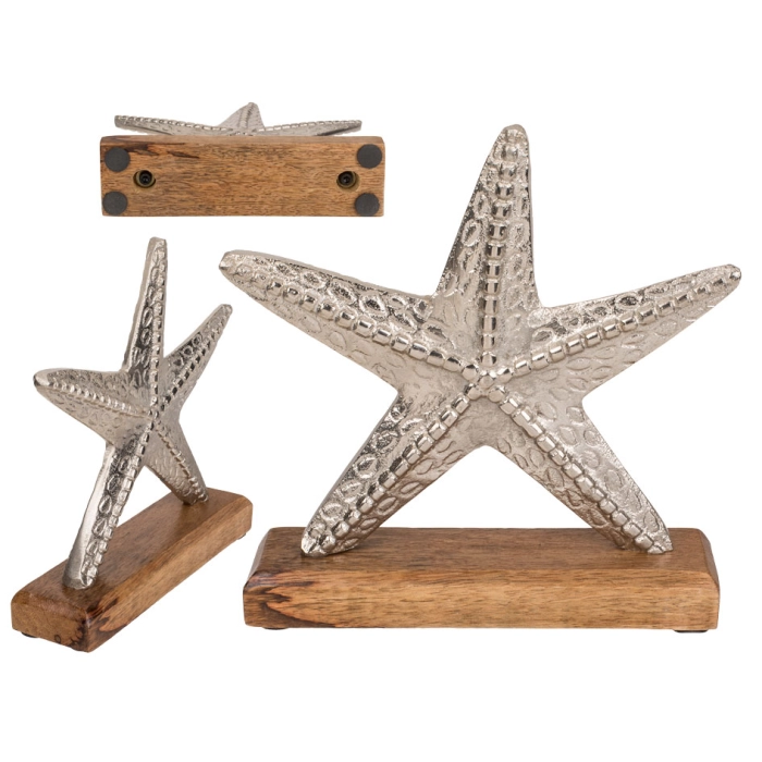 Decoration on a wooden base - starfish