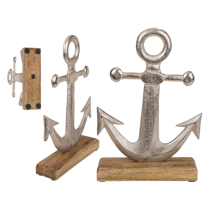 Decoration on a wooden base - an anchor 27 cm