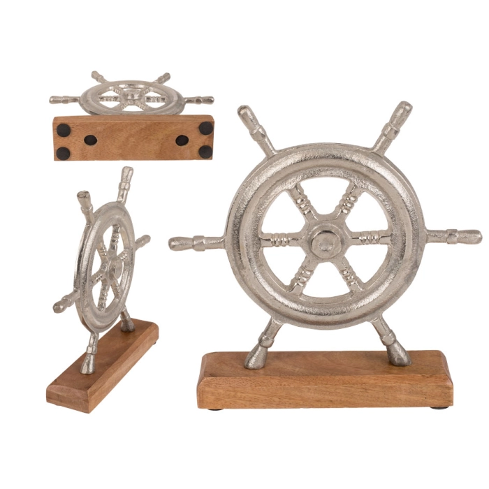 Decoration on a wooden base - steering wheel