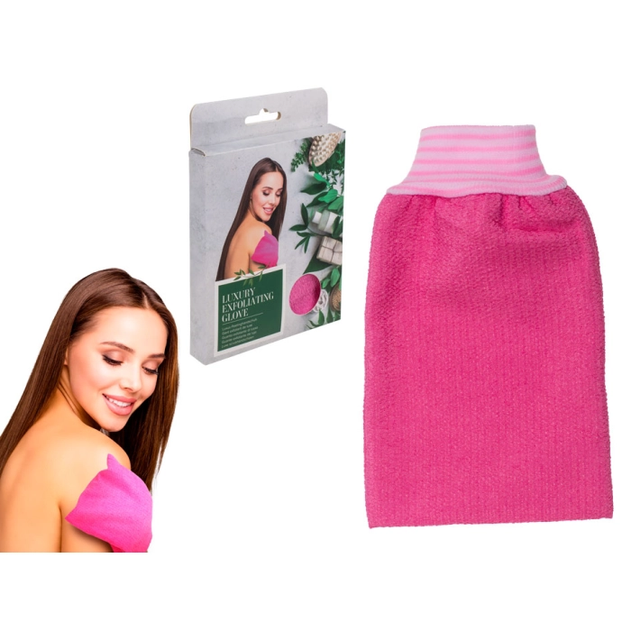 Luxusní exfoliační rukavice - růžová