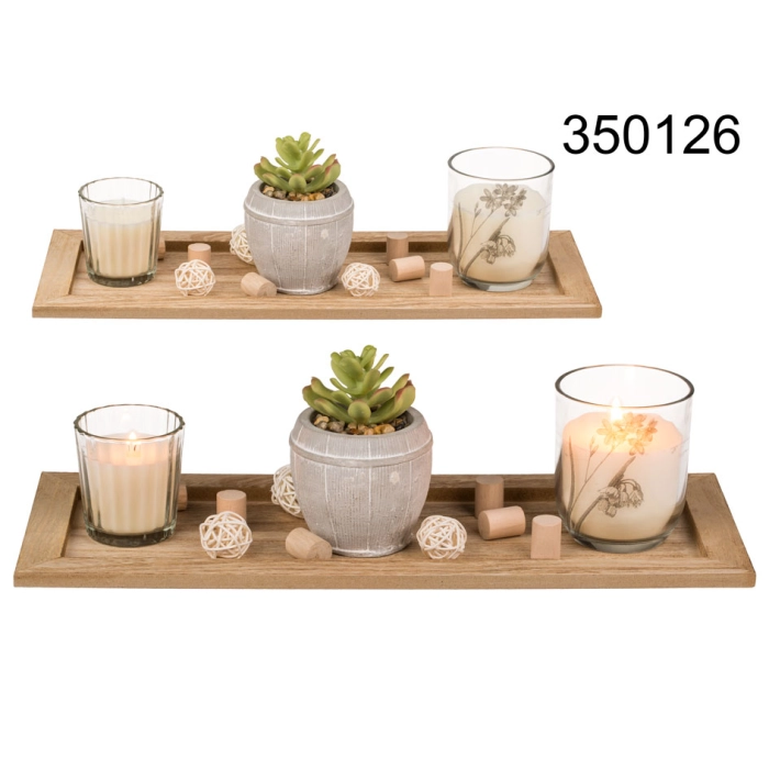 Holzständer mit Kerzenständer