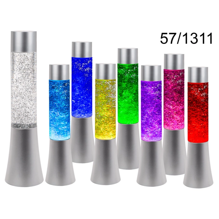 Decorative LED lamp with floating silver elements