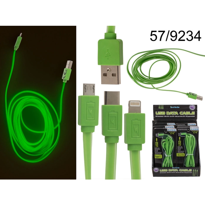 Svietiaci kábel USB pre iPhone, C alebo Micro