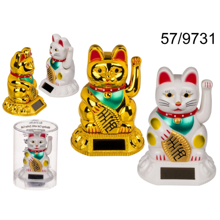 Solar figurine cat of happiness