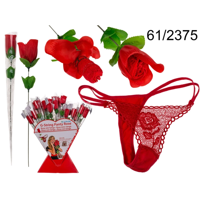 Rose mit Tanga. Sehen Sie, was sich in den Blütenblättern verbirgt