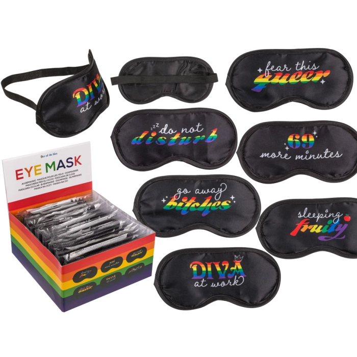 Blindfold for sleep with rainbow inscriptions
