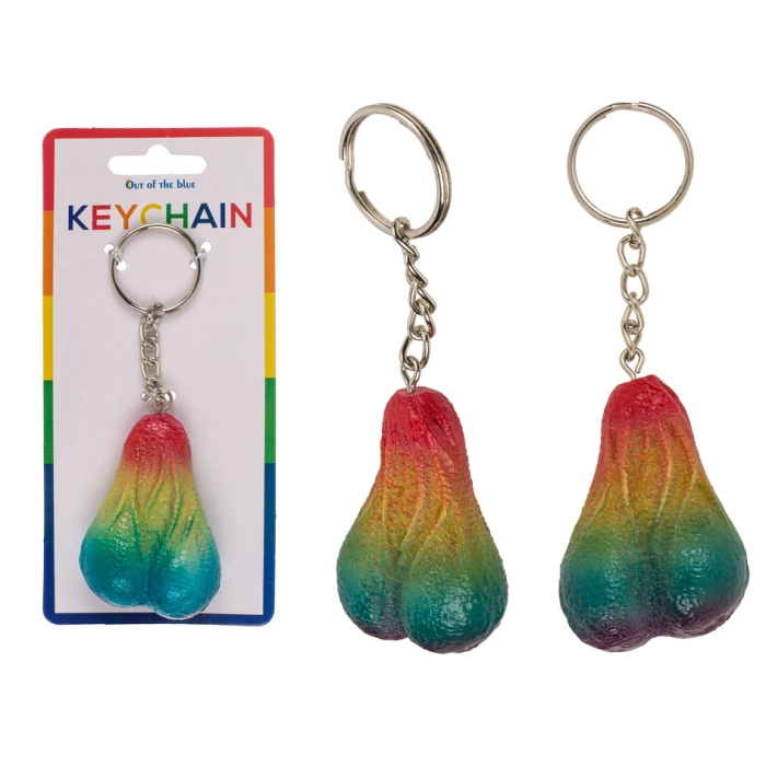 Rainbow testicle keychain