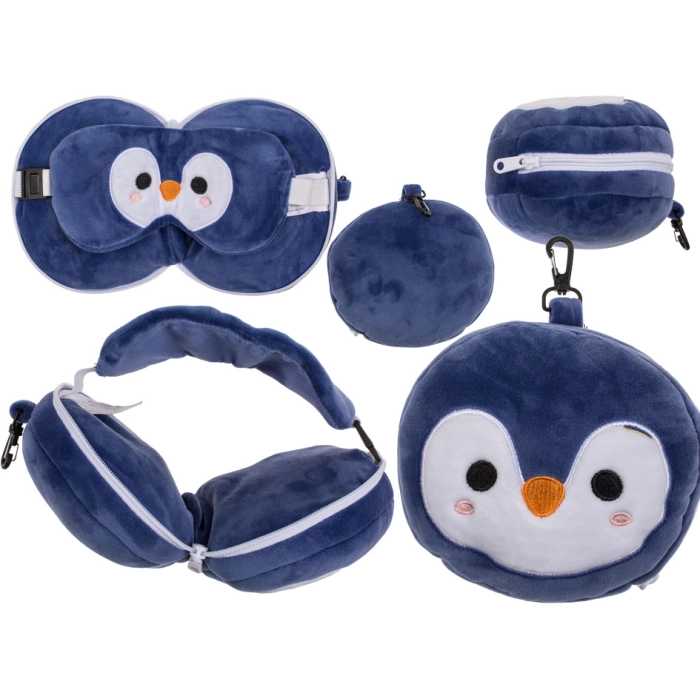 Plush travel pillow and eye mask - panda