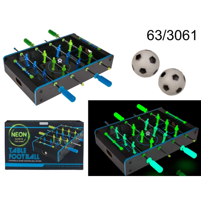Table football glowing in the dark