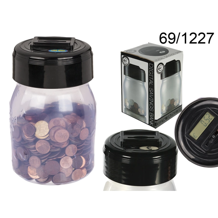 Money bank with digital EURO coin counter