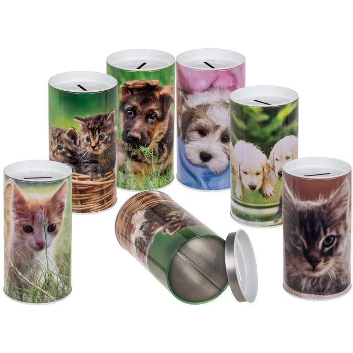 Metal piggy bank can dogs or cats - reusable