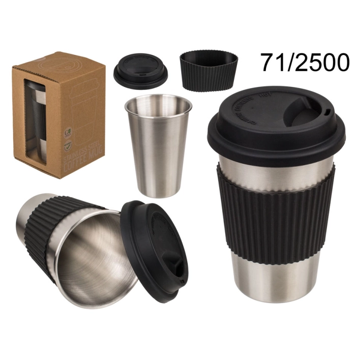 Stainless steel travel mug with silicone
