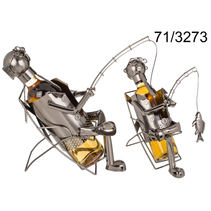 Metal wine holder - fishing man