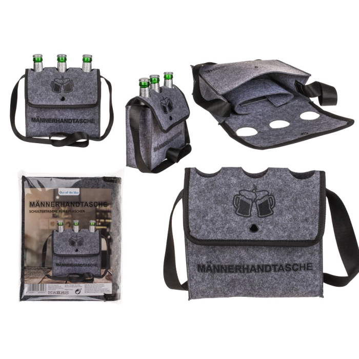 Felt beer bag for 3 bottles