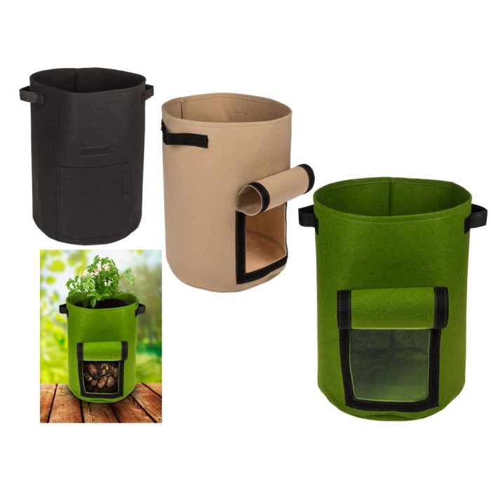 Felt bag for growing vegetables with a window